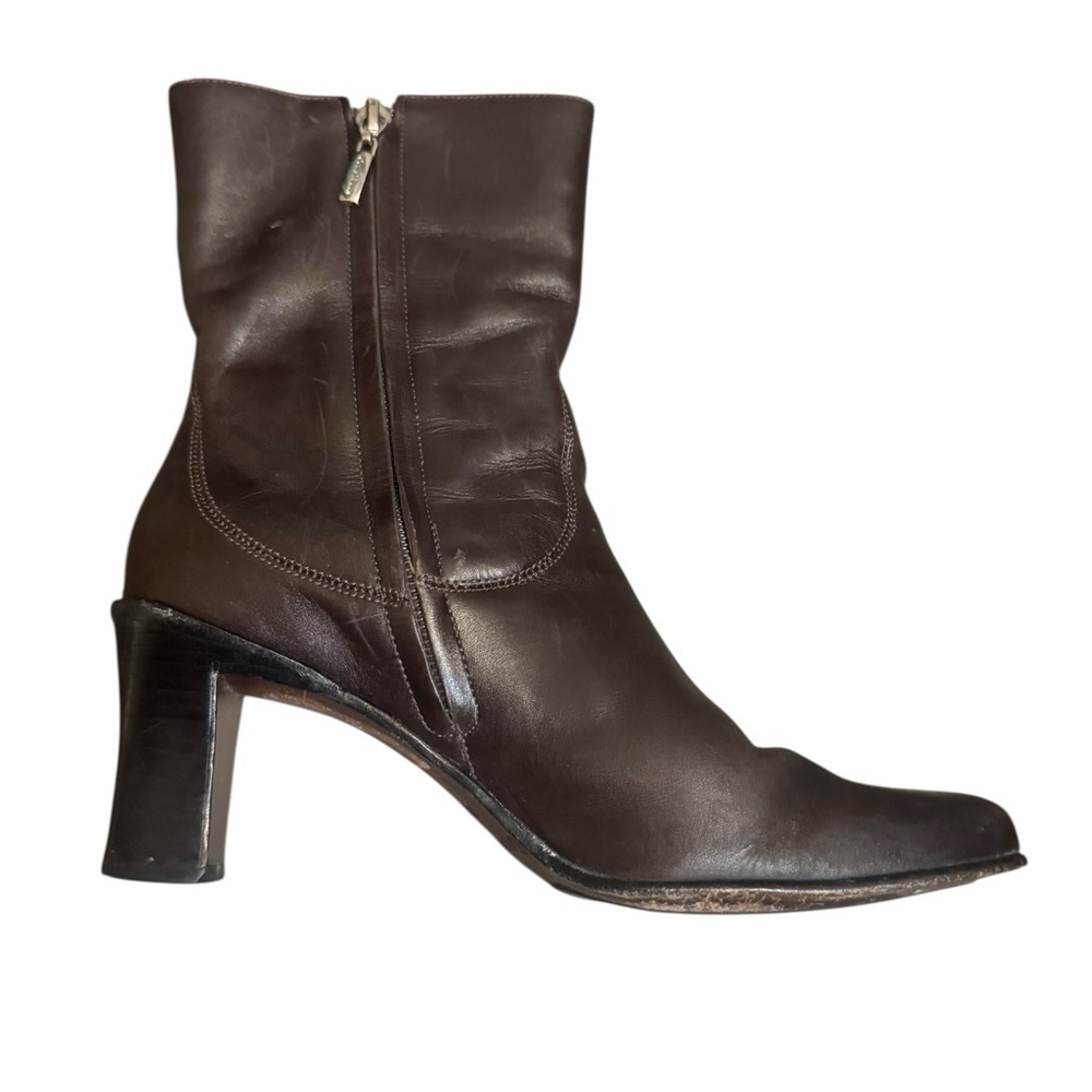 COLE HAAN Brown Leather Side Zip Shoe Bootie Ankle Boot Western SZ 5.5 EUC